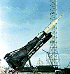 N-1 being erected on launch pad